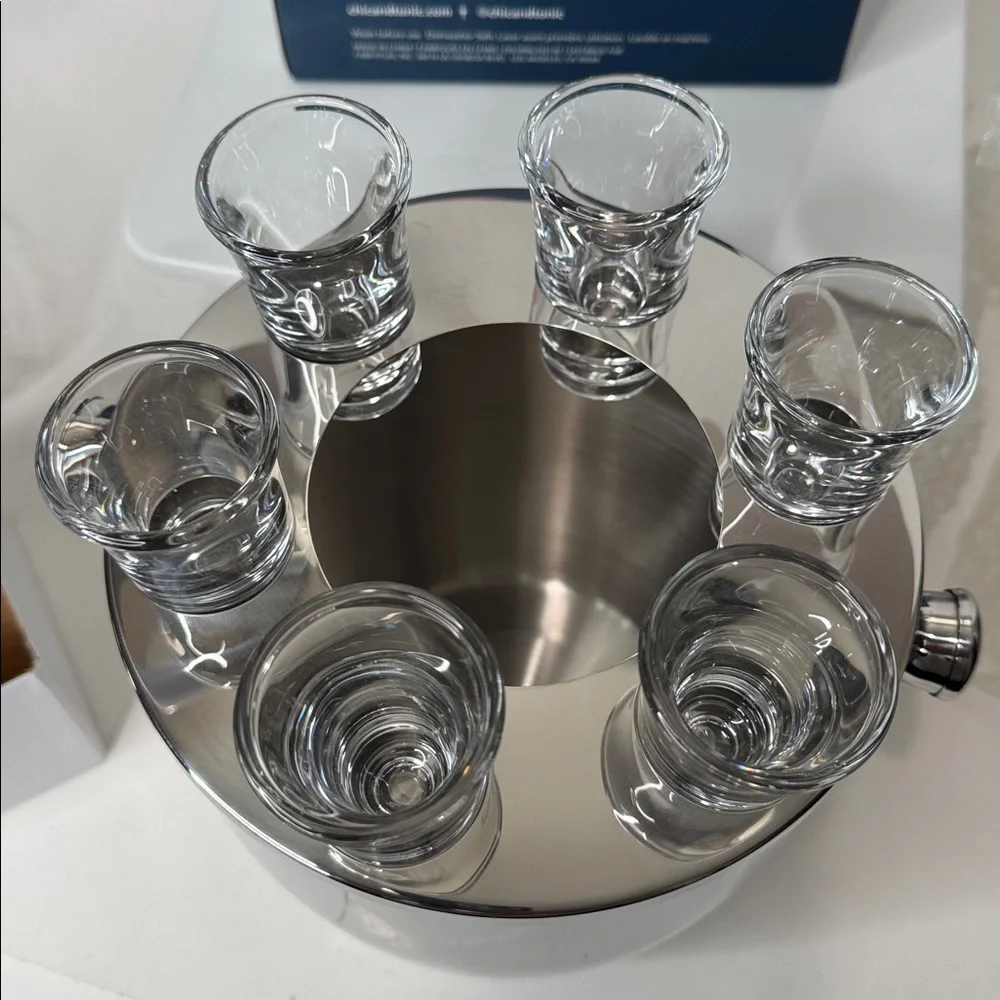 Chic & Tonic Stainless Ice Bucket with Shot Slots-NWOT